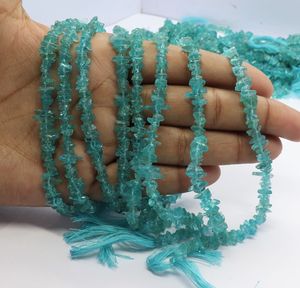 Cuentas de Apatita Natural Azul Cielo AAA sin Cortar, de 5 a 6 mm, Cuentas de Apatita Lisas, Hilo de 16 Pulgadas, Virutas de Piedras Preciosas Azul Cielo para Joyería - Product Image 5