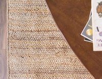 Premium MORE 0.75-Inch Thick Reversible Medium Pile Rectangle Jute Area Rug Natural Handmade Braided Chunky Texture Geometric