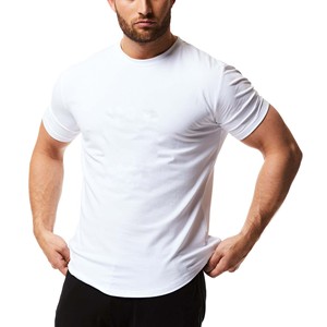 T-shirt de sport pour homme 100% coton, extensible, respirant, séchage rapide, idéal pour l'entraînement, la course à pied, personnalisable avec logo. - Product Image 1