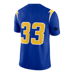 Camiseta de Fútbol Americano Azul Personalizada para Hombre, Número 33, Cuello en V, Manga Corta, Poliéster que Absorbe la Humedad, Ropa Deportiva de Equipo - Product Image 3