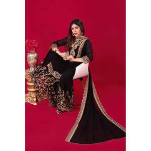 Beautiful <b>Indian</b> & <b>Pakistani</b> <b>Clothing</b> Top-Bottom and Dupatta with Heavy Embroidery Sequence Thread Work - Product Image 4