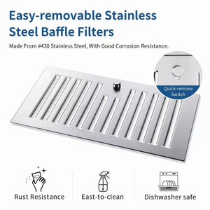 Ventilateur de cuisine encastré 3 vitesses en acier inoxydable 800 CFM - Product Image 3