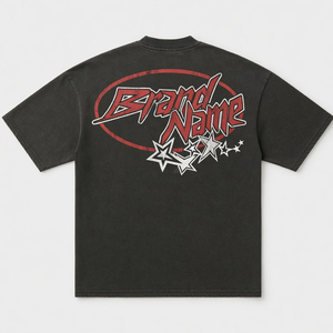 เสื้อยืดโอเวอร์ไซส์พิมพ์ลาย DTF แบบย้อมสีเอซิด สไตล์สตรีทแวร์ ผ้าฝ้าย 100% แขนสั้น สำหรับขายส่ง สำหรับทุกเพศ - Product Image 2
