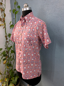 Camisa Casual de Algodón con Estampado Floral de Manga Corta para Hombre, Cuello Camisero, Estilo Veraniego, Transpirable, Popelina Tejida - Product Image 4