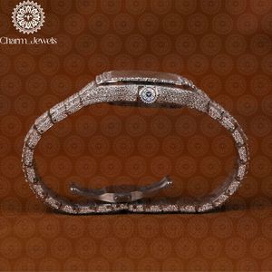 Reloj de Lujo Charm_Jewels de Acero Inoxidable con Diamantes, Caja Cuadrada, Diseño Hueco, Mecánico Analógico, Pulsera de Moda para Hombre, Esfera de 40 mm - Product Image 4