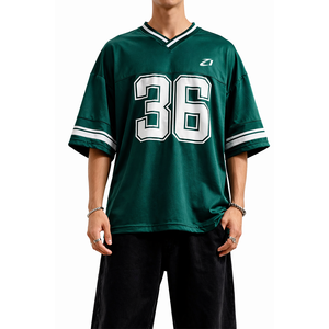 Maillots de football américain sublimés verts pour hommes – Maillot de football uni en polyester maillé, vêtement de sport à enfiler - Product Image 5