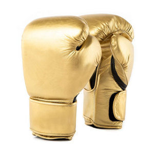 Gants de boxe en cuir doré, à doigts entiers, avec fermeture à lacets au poignet, pour adultes, équipement de boxe - Product Image 1