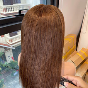 Peluca de cabello vietnamita liso sedoso súper doblemente trenzado marrón para mujer, de alta calidad, precio de fábrica al por mayor - Product Image 3