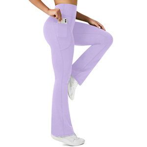 Wholesale High Quality Gym <b>Legging</b> Trouser Women's Casual Sports Wide Leg <b>Legging</b> Breathable Technics Plain Mid Waist <b>Legging</b> - Product Image 5