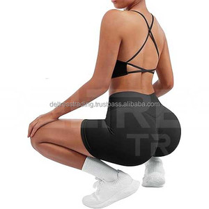 Logo personnalisé pour femmes deux pièces Fitness entraînement Yoga ensemble taille haute short maigre avec fermeture élastique soutien-gorge assorti - Product Image 2