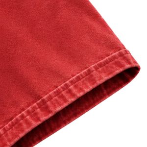 Vintage Washed <b>Red</b> <b>Oversized</b> Cotton T <b>Shirt</b> with Embroidered Chest Logo Unisex Streetwear Tee - Product Image 5