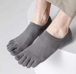 Chaussettes cinq doigts pour hommes, respirantes, tricotées, écologiques, en coton, couleur unie, style standard, pour l'été - Product Image 3