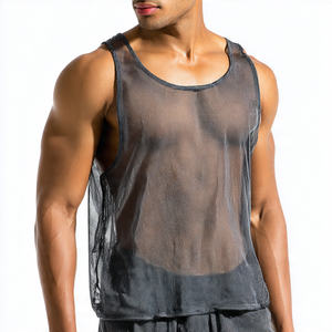 Vêtements de plage, haut en maille transparente pour homme, 100% polyester, débardeur en maille transparente pour homme, débardeur à séchage rapide, hauts transparents pour homme - Product Image 1