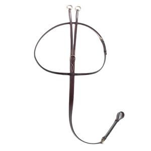 Cincha de cuero para caballo con anillas metálicas y correa ajustable - Product Image 1