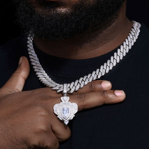 <b>Iced</b> <b>Out</b> Heart Cut Diamond Pendant Necklace Rhodium Plated Men's Hip Hop Jewelry Alloy <b>Chain</b> Themed Pendants Gift - Product Image 3