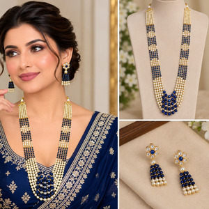 Juego de Collar y Aretes JeweleMarket para Mujer, Chapado en Oro, con Cuentas de Cristal y Diamantes de Imitación, Estilo Étnico, para Boda, Compromiso, Aniversario, Regalo - Product Image 2