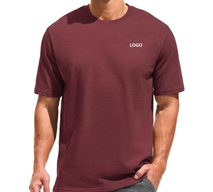 เสื้อยืดคอกลมแขนสั้นผู้ชาย ผ้าฝ้าย 100% แบบถัก ทอเรียบ สวมใส่สบายๆ รับสกรีนโลโก้ - Product Image 1