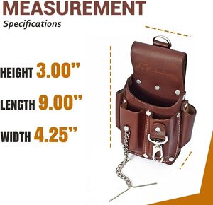 OEM Heavy Duty Leather Water Resistant Electrician <b>Tool</b> Pouch 5 Pockets Messenger Style <b>Belt</b> Clip Electrical Tape Holder Dark - Product Image 2