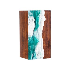 Handcrafted Rosewood Cremation Urn Ocean Wave Resin Art for human madium size 9x5.5 inches urn <b>box</b> - Product Image 1