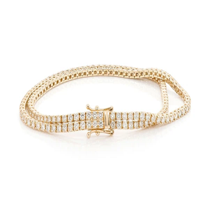 Bracelet Tennis Hip Hop en Argent 925 Plaqué Or Rose, Moissanite Taille Brillant Sertie Griffe, Géométrique Classique, Unisexe, Usage Quotidien - Product Image 1