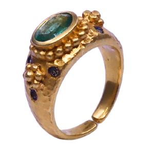 Wedding Wear 925 Sterling <b>Silver</b> Gold Plated Jewelry <b>Emerald</b> Gemstone Women Wear Classic <b>Ring</b> - Product Image 1