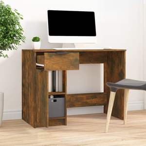Bureau d'ordinateur en bois d'ingénierie de chêne fumé de 39,4 x 19,7 po, design élégant et stylé - Product Image 3