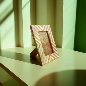 Wooden Chevron Photo <b>Frame</b> Rectangle Handmade Elegant Desktop Display India Origin Vertical Orientation - Product Image 1