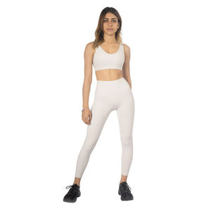 Women's <b>Gym</b> Yoga <b>Sets</b> Cowl Neck Solid Front Logo <b>White</b> Color Quick Dry Breathable SMART FABRIC 2-Piece <b>Set</b> - Product Image 1
