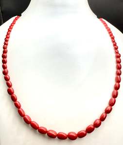 Handmade Coral Oval Stone Beads Statement <b>Necklace</b> with IGI Certification Customizable Gift for Women - Product Image 2