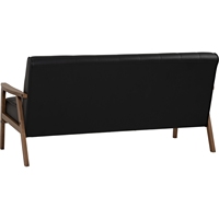 Sofá Seccional Rectangular Moderno de Tres Plazas, Tapizado en Cuero PU, con Estructura de Madera de Nogal, Estilo Escandinavo, para Espacios Minimalistas