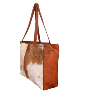 Bolso Tote de Cuero Vacuno Personalizado de Primera Calidad, Bolso de Hombro de Cuero Auténtico con Pelo, Fabricante Mayorista, Bolso Hecho a Mano - Product Image 4