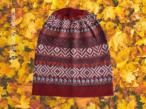 Gorro de Punto Geométrico Unisex, Gorro de Invierno Cálido, Estilo Étnico con Patrón Rojo, Azul y Blanco, para Adultos - Product Image 6