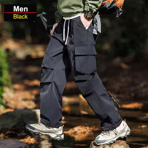 Pantalones Cargo Casuales para Hombre, Corte Holgado, Multibolsillos, para Senderismo, con Cordón Ajustable en el Tobillo, Resistentes, Estilo Urbano - Product Image 5