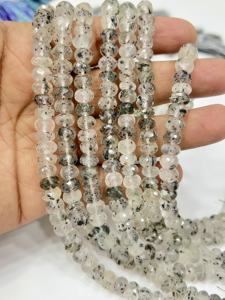 ลูกปัดพลอยธรรมชาติ เกรด AAA ควอตซ์รูทิเลตสีเขียวธรรมชาติ ลูกปัดทรงรอนเดลเหลี่ยมเพชรพลอย ขนาด 8 มม. ความยาว 8 นิ้ว - Product Image 2