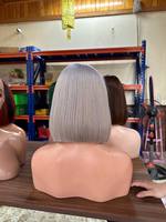 Perruques courtes et droites SHIN HAIRS en gros pour femmes noires, blondes, gris foncé, platine, avec raie au milieu, cheveux vietnamiens teints