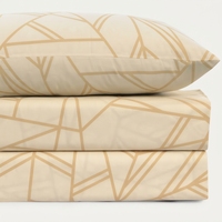 Parure de lit turque en crème avec 2 taies d'oreiller, drap plat en coton imprimé géométrique moderne 150 TC