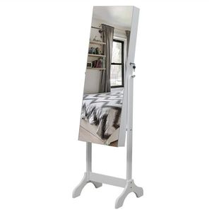 Armadietto a Specchio Regolabile con 4 Ripiani in Legno, 2 Cassetti e Specchio Interno per Organizzare e Conservare Gioielli - Product Image 4