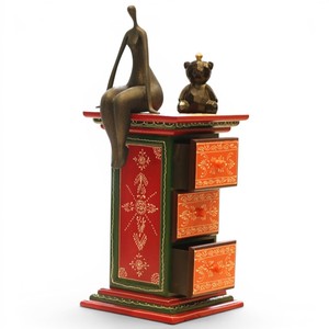 Handcrafted Wooden 3 Drawer Pillar <b>Storage</b> Organizer Decorative <b>Tabletop</b> Cabinet Multipurpose Wooden Drawer Unit - Product Image 2