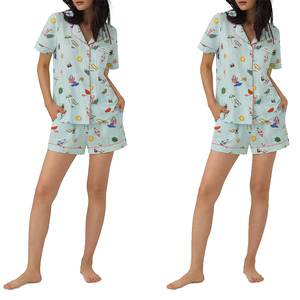 Customized Wholesale 100% Cotton Sleepwear Lounge Wear Women Loungewear Pajamas 2pcs/Set for Women With High Quality - Product Image 1