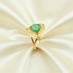 Bague triangle en cuivre vert turquoise, argent sterling 925, plaqué or rose et or jaune, bijoux bohèmes faits à la main pour cadeau de Noël - Product Image 5