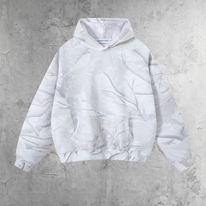 Sweat à capuche pour homme de haute qualité, 100% coton, sans cordon, logo personnalisé sur le devant, camouflage surdimensionné, molleton épais, poids lourd - Product Image 1