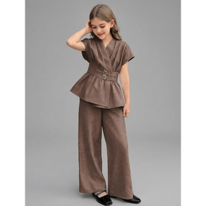 Conjunto coordinado moderno minimalista para chicas con peplum fruncido - Product Image 6