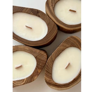 <b>Wooden</b> Oval Candle Holder Set With Three Tea Lights For Home Decoration - Product Image 5