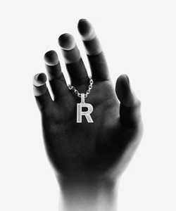 <b>Iced</b> <b>Out</b> Moissanite Letter R Pendant Rhodium Plated 925 Silver <b>Chain</b> Unisex Everyday Wear Charm Pendant for Womens - Product Image 2