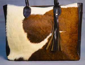 Bolso Tote de Cuero Genuino de Alta Calidad con Pelo, para Mujer, Verano, Cierre Abierto, Bolso de Hombro de Lujo LHTB-0043 - Product Image 6