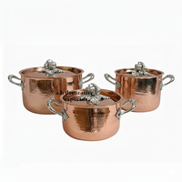 Lot de casseroles et poêles en acier inoxydable faites à la main, finition or rose, écologiques, avec couvercles et poignées latérales, pour la cuisine et la salle à manger