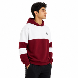 Sweat-shirts à capuche oversize bicolores personnalisés brodés, en molleton de coton épais, style streetwear, fournisseur en gros - Product Image 2