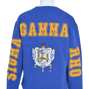Sweat-shirt d'hiver Sigma Gamma Rho en chenille avec motif au dos, 100 % coton, bleu, pour femme, avec lettres grecques brodées, col rond, haut de gamme - Product Image 4