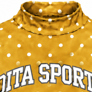 Camiseta de manga corta con cuello simulado y estampado de lunares dorados para mujer, ajuste ceñido, elástica, informal, a la moda, ropa de verano, venta al por mayor, personalizada - Product Image 3
