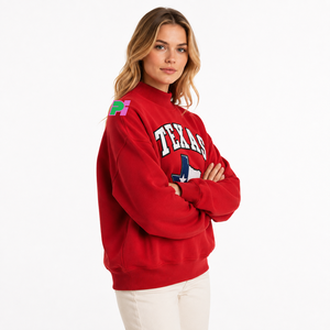 Sudadera de cuello alto para mujer, con parche bordado de la bandera de Texas, estilo oversize, informal, 100% algodón polar, ecológica - Product Image 2